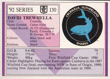 1992 Regina NSW Rugby League #130 David Trewhella Back
